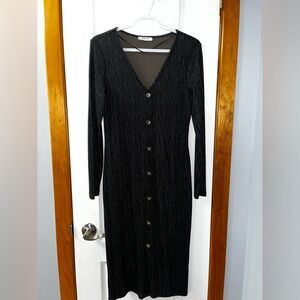 Black Button-Down Knit Dress